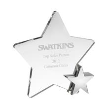 AC113 Engraved Optical Crystal Star Award with Metal Star